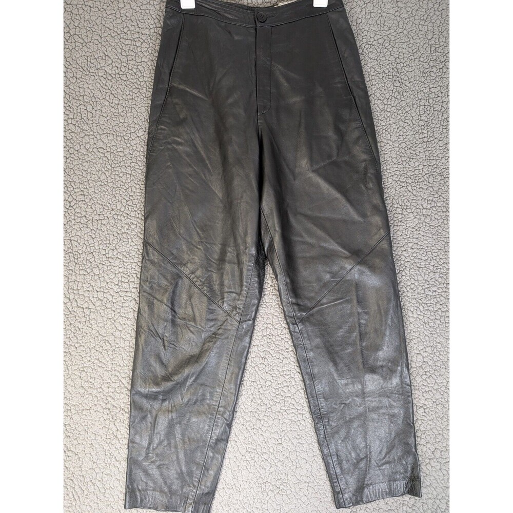 Vintage Lanna Leather Pants Women Classic 10 Black High Rise USA 90s Biker Soft!